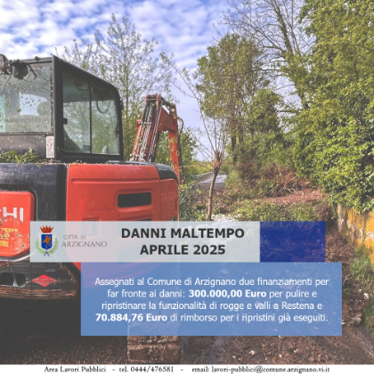 Maltempo 2025, ad Arzignano arrivano 370 mila euro per Restena e per la viabilità